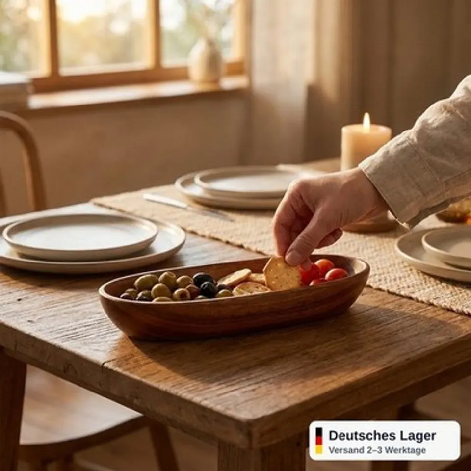 Holzschale Akazienholz 25x8,5x4,5cm Servierschale Snackschale Tisch Deko