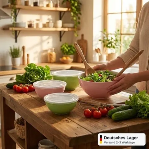 Salatschüsseln 4er Set mit Deckel Xani Kunststoff BPA-frei stapelbar Meal Prep