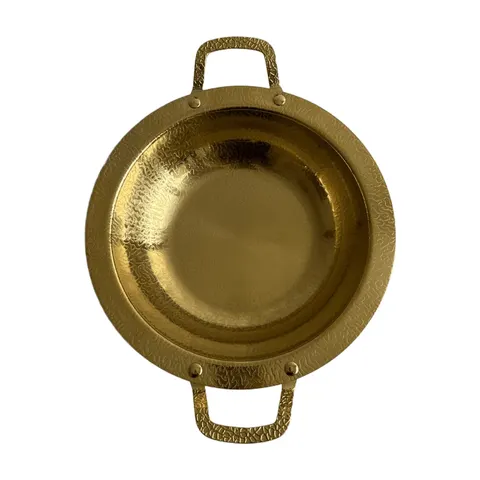 Edelstahl Servierschale mit Henkeln innen 24 cm Gold Xani Schale Obstschale