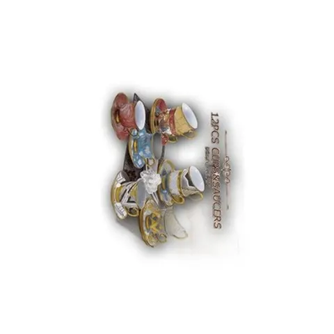 Mokkatassen Set 12-tlg. Porzellan Grün Gold Smaragd Espresso Geschenkbox