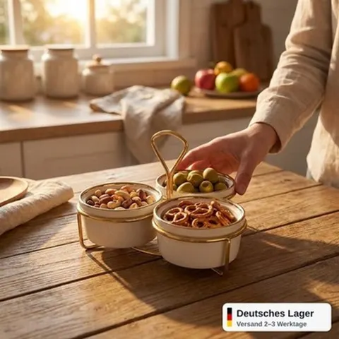 Keramik Snackschale 3er Set mit Deckel Vorratsdose Aufbewahrung Küche