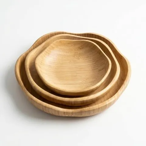 Xani Holzschalen 3er Set Blütenform stapelbar Obstschale Natur 15/20/25cm