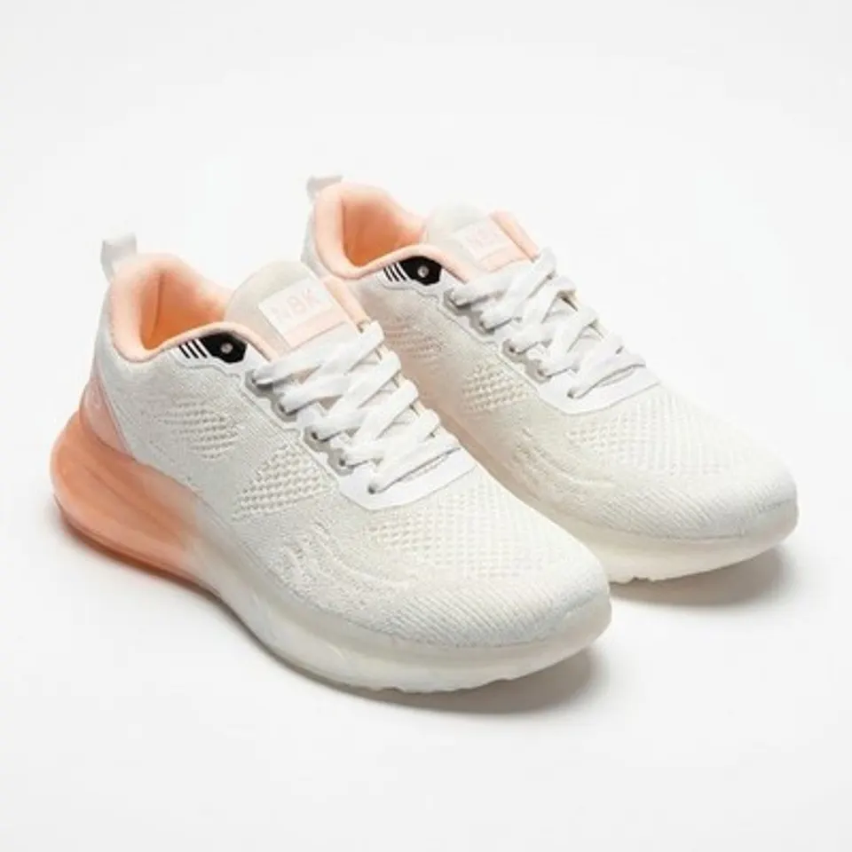 NBK Damen Sneaker Mesh Weiß Rosa Transparente Sohle leicht Gr. 36-41