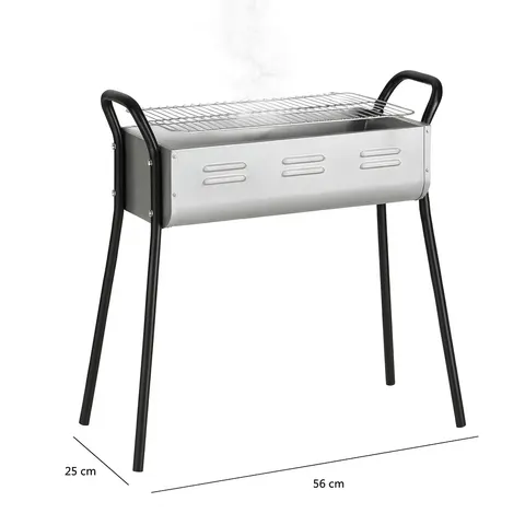 Holzkohlegrill Standgrill Höhenverstell 56x25x57 cm Edelstahl BBQ Garten Camping