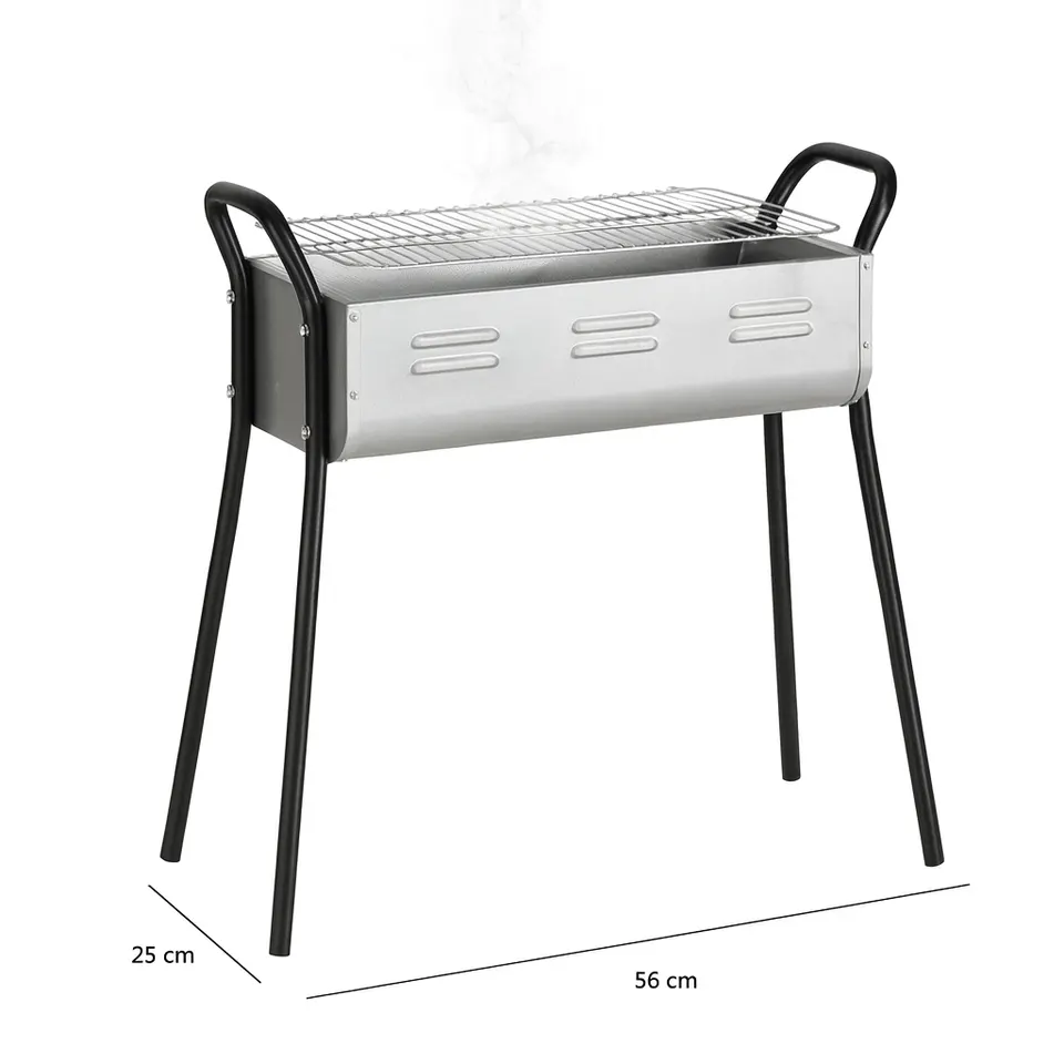 Holzkohlegrill Standgrill Höhenverstell 56x25x57 cm Edelstahl BBQ Garten Camping