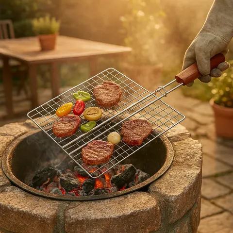 Grillrost 3er Set 28x21 cm Edelstahl Klappgriff BBQ Ersatzrost Holzkohlegrill