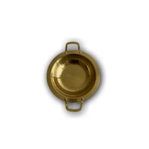 Edelstahl Schale mit Henkel Gold 24 cm