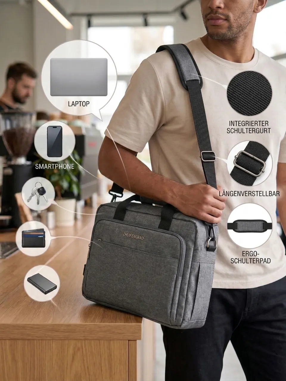 ZHUIFENGBAO Laptoptasche Business-Organizer schwarz A4 Laptop Rucksack