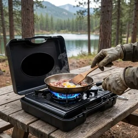 Gaskocher Camping 1-flammig mit Koffer tragbar Outdoor Zündmechanismus