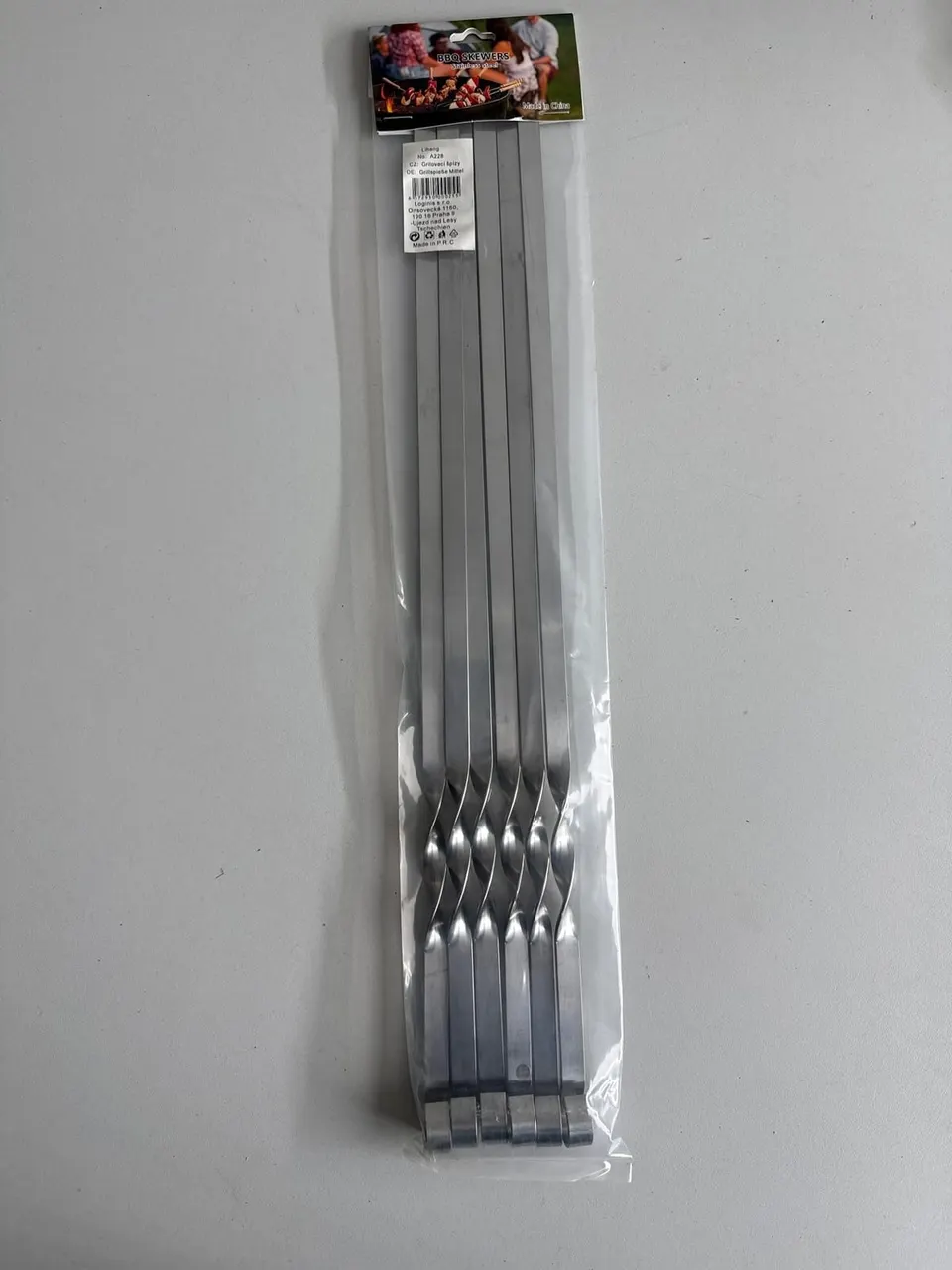 Liheng Grillspieße Edelstahl 6 Stück flach gedreht 1 cm breit Schaschlikspieße