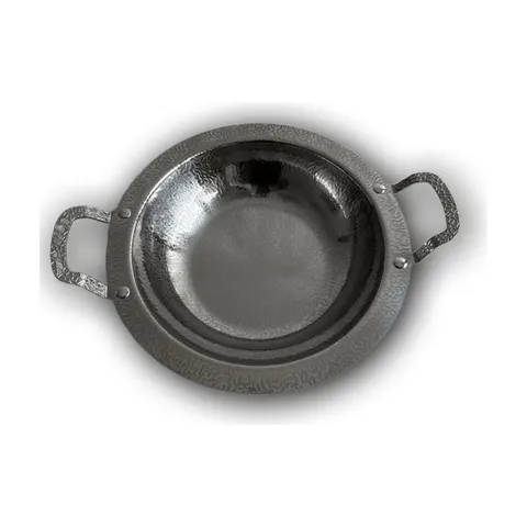 Edelstahl Servierschale mit Henkeln innen 24 cm Silber Xani Schale Obstschale