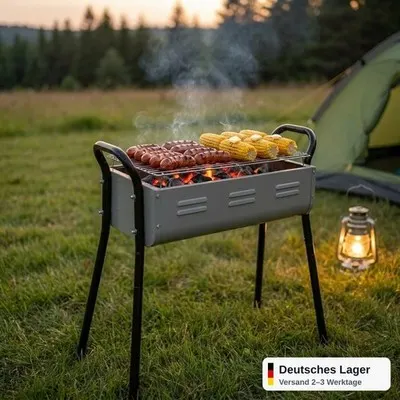 Holzkohlegrill Standgrill klappbar 56x25x57 cm Edelstahl BBQ Garten Camping